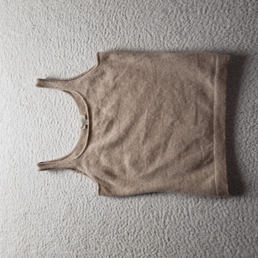 Garnet Hill Sweater Vest Womens Small Beige Scoop Neck Cashmere Knit Pullover